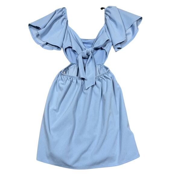 Altar’d State Blue Flutter Sleeve Cutout Dress - Size Small - Picture 3 of 4
